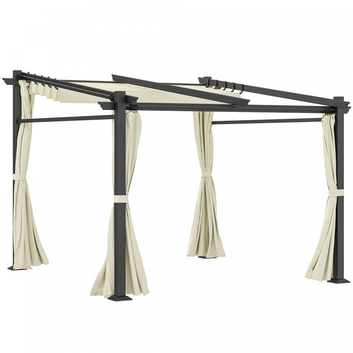 Outsunny Pergola Metallique Avec Toit Coulissant, Auvent De Pergola, Beige