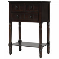 Table Console Olivia En Bois Massif Avec Tiroirs Et Etagere Inferieure - Marron