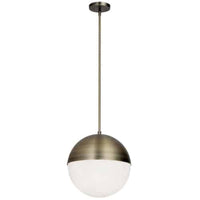 Luminaire suspendu Dayanade Dainolite en verre blanc, avec fini laiton antique et 3 ampoules
