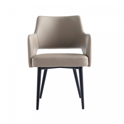 Tremont Modern Metal Vegan Leather Armchair in Taupe | Fauteuil moderne Tremont en metal et cuir vegetalien taupe