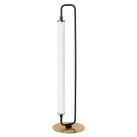 Lampe de table Freya de Dainolite en acrylique blanc, avec fini noir mat et laiton vieilli, et 1 ampoule à DEL