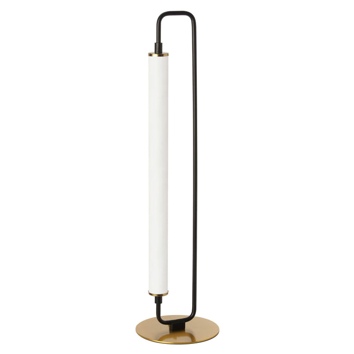 Lampe de table Freya de Dainolite en acrylique blanc, avec fini noir mat et laiton vieilli, et 1 ampoule à DEL
