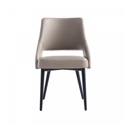 Tremont Modern Metal Vegan Leather Dining Chair in Taupe | Chaise de salle a manger moderne Tremont en metal et cuir vegetalien taupe