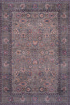 Tapis Brun Floral Lavable Antiderapant A Poils Ras 5'x7'