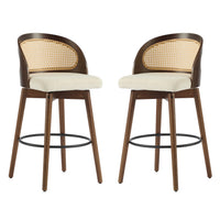 Calvin – Lot de 2 tabourets de bar de hauteur comptoir pivotants pour interieur avec dossier ergonomique, finition noyer