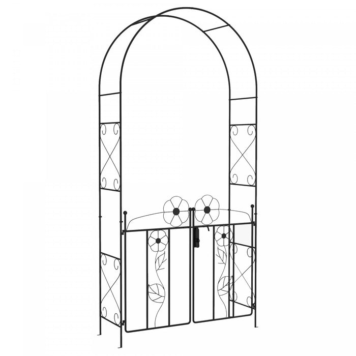 Outsunny Arche De Jardin En Metal Avec Portail Arbre De Jardin Treillis