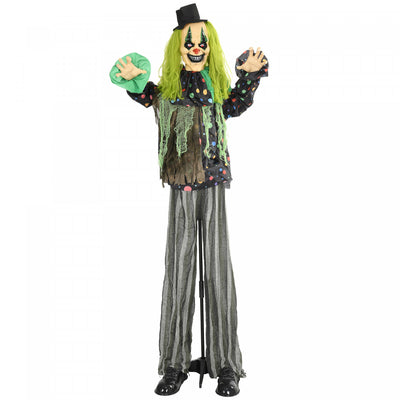 HOMCOM 6ft Life Size Outdoor Halloween Decoration Animatronic Circus Clown