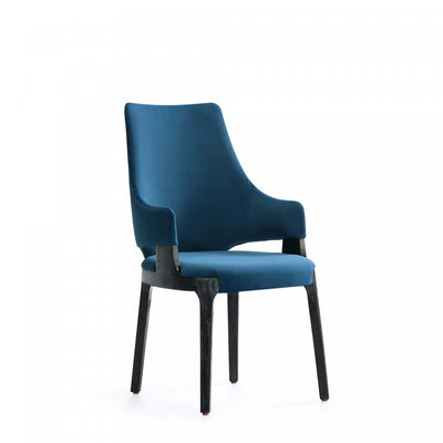 Kara Modern Wood Upholstered Dining Chair in Blue | Chaise de salle a manger moderne en bois Kara avec revetement bleu