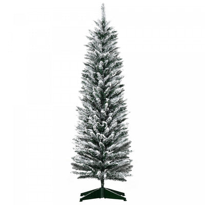 Homcom Pencil Artificial Christmas Tree With Snow-flocked Branches|Homcom Sapin De Noel Artificiel Floque De Neige De 5pi Branches Realistes