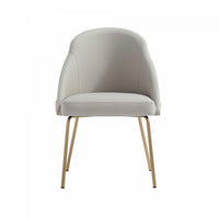  Chaise de salle a manger moderne Gracie en metal et cuir vegetalien, gris pierre et or