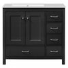 Derek 36 Inch Modern Bathroom Vanity with Ceramic Sink & Multi Storage, Black | Meuble de salle de bain moderne Derek 36 pouces avec lavabo ceramique et rangement multiple, noir