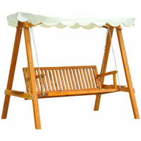 Outsunny 3 Places Balancoire En Bois Hamac Robuste Patio Jardin Exterieur Avec Auvent