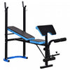 Soozier Banc De Musculation Fitness Entrainement Complet Avec Support D'halteres Dossier Reglable Acier Revetement Synthetique Noir Et Bleu
