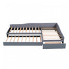 Tyler – Lit De Jour Rembourre En Tissu Aspect Lin Avec Lit Gigogne Et Rangement, Format Simple, Gris