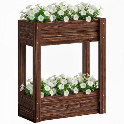 Outsunny 3-Tier Wooden Raised Garden Bed with Legs, 23.6" x 9.8" x 47.2"