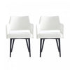 Fauteuil moderne Tremont en cuir vegetalien avec accoudoirs en metal, blanc - Lot de 2
