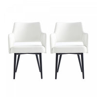  Fauteuil moderne Tremont en cuir vegetalien avec accoudoirs en metal, blanc - Lot de 2