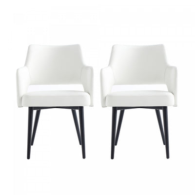 Tremont Modern Vegan Leather Metal Armchair in White - Set of 2 | Fauteuil moderne Tremont en cuir vegetalien avec accoudoirs en metal, blanc - Lot de 2