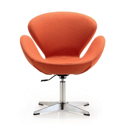 Manhattan Comfort Raspberry Polished Chrome Wool Blend Adjustable Swivel Chair - Orange|Chaise pivotante réglable Raspberry de Manhattan Comfort en chrome poli et en mélange de laine - orange