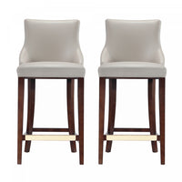 Tabouret de bar moderne en bois Shubert avec revetement en tissu gris clair - Lot de 2