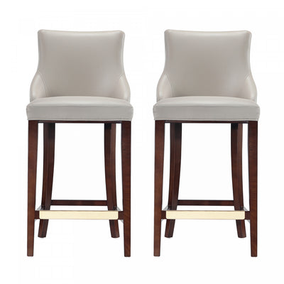 Shubert Modern Wood Upholstered Barstool in Light Gray - Set of 2 | Tabouret de bar moderne en bois Shubert avec revetement en tissu gris clair - Lot de 2
