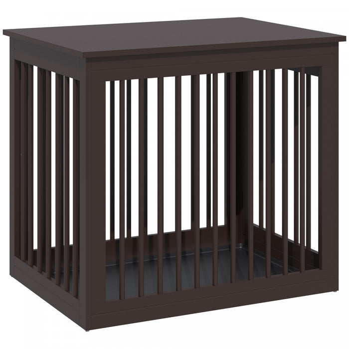 Pawhut Meuble Pour Cage De Chien En Bois, Table D'extremite De Niche Pour Chiot, Maison Decorative Pour Animaux Avec Porte Avant, Verrouillage De Securite, Pour Petits Et Moyens Chiens, Cafe
