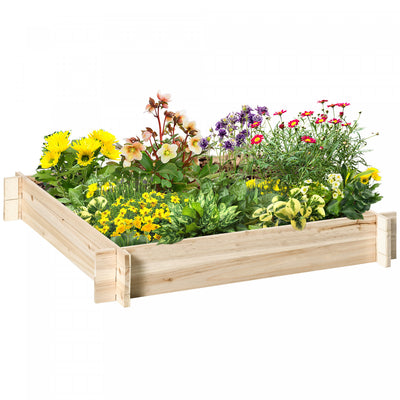 Outsunny 39'' X 39'' Screwless Raised Garden Bed, Wooden Planter Box, Easy Diy Herb Garden For Veget|Outsunny 39'' X 39'' Jardin Sureleve Sans Vis, Jardiniere En Bois, Jardin D'herbes Facile A Faire Po