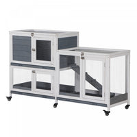 Pawhut Clapier En Bois Pour Lapin Sureleve Cage Pour Petit Animal Avec Plateau Coulissant Porte Verr