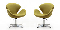 Fauteuil lounge pivotant moderne Raspberry en tissu vert - Lot de 2