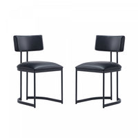  Chaise laterale contemporaine moderne Juno en cuir vegetalien et metal noir - Lot de 2