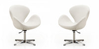 Fauteuil lounge pivotant moderne Raspberry en tissu blanc - Lot de 2