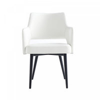  Fauteuil moderne Tremont en metal et cuir vegetalien blanc