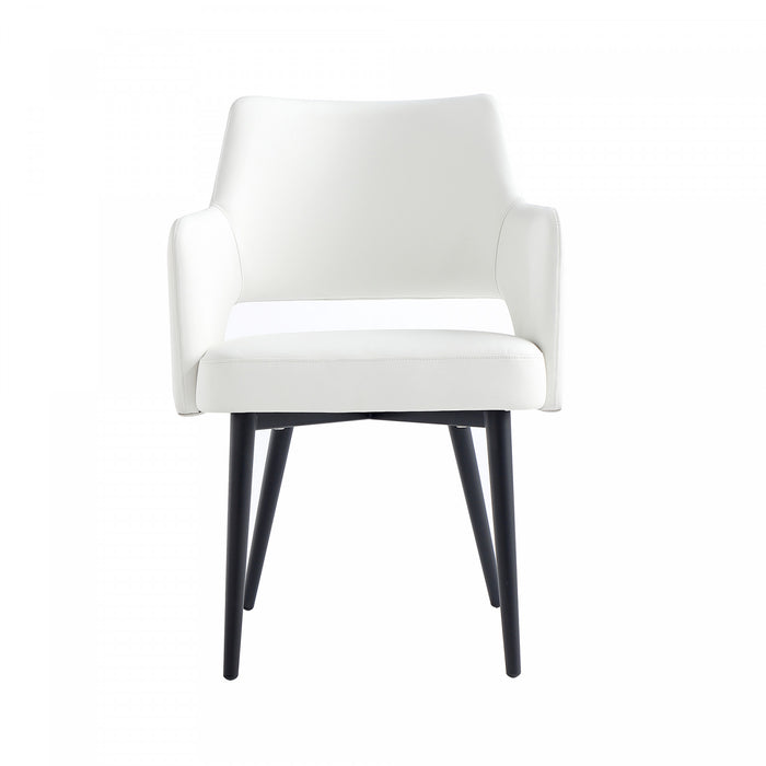 Fauteuil moderne Tremont en metal et cuir vegetalien blanc