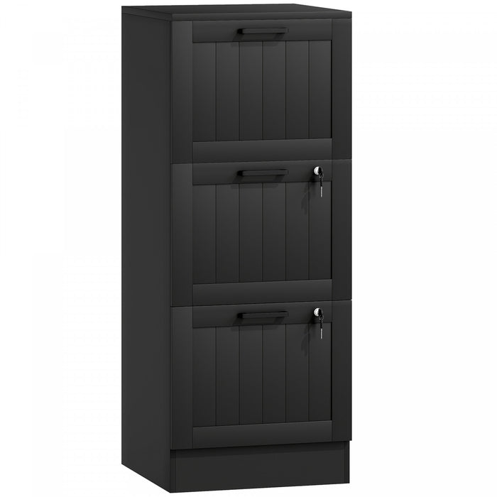 HOMCOM Classeur a 3 tiroirs avec serrure pour lettre A4, Noir