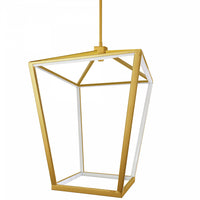 Luminaire suspendu Cage de Dainolite blanc qui diffuse la lumière, avec fini laiton vieilli et ampoule à DEL de 64 W
