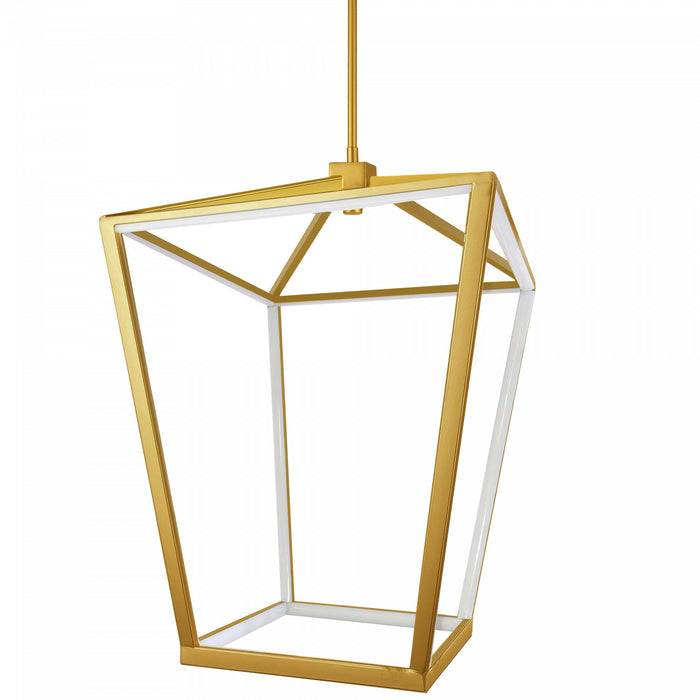 Luminaire suspendu Cage de Dainolite blanc qui diffuse la lumière, avec fini laiton vieilli et ampoule à DEL de 64 W