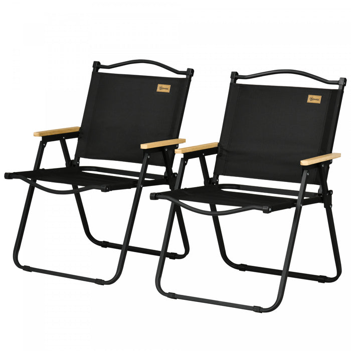 Outsunny Lot de 2 Chaises de Camping Pliantes, Fauteuils Portables, Noir