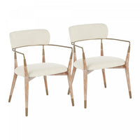 Chaise de salle à manger contemporaine Savannah en tissu crème - ensemble de 2