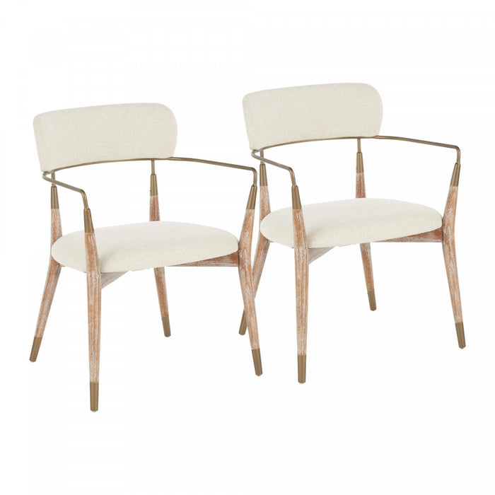 Chaise de salle à manger contemporaine Savannah en tissu crème - ensemble de 2
