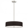 Luminaire suspendu Everly de Dainolite avec abat-jour noir, fini chromé satiné et 4 ampoules