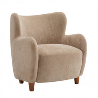  Sophia Fauteuil confortable rembourre avec dossier a oreilles, camel clair
