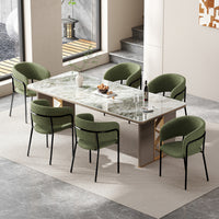  Ethan Ensemble de 6 chaises d’appoint modernes avec assise en velours cotele, pieds inclines et pieds reglables, vert