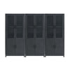 Armoire bibliotheque Jodie style milieu du siecle 79 cm en gris charbon (6 etageres) – Lot de 3