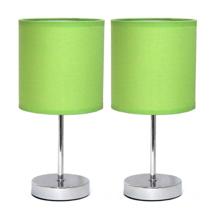 Ensemble de 2 mini lampes de table de base de Simple Designs chromées - vert