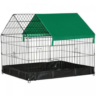 Pawhut Metal Rabbit Cage With Water-resistant Cover, Outdoor Small Animal Cage, Cat Playpen Kennel E|Pawhut Cage A Lapin En Metal Avec Couvercle Resistant A L'eau, Cage Exterieure Pour Petits Animaux,