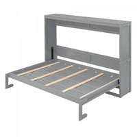 Evelyn Lit mural escamotable gain de place Murphy avec design d’armoire pliable, taille Queen, gris