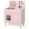 Costway Kids Kitchen Playset Avec Light Up Kitchen & Cooking Sounds Faucet D'evier De Four Rose