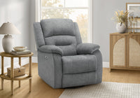 Grand Fauteuil Rembourre Inclinable, Port Usb Inclus, Tissu Bleu, Transitionnel