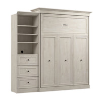 Grand lit escamotable Versatile de Bestar de 92 po (L) avec organisateur de garde-robe et tiroirs - blanc