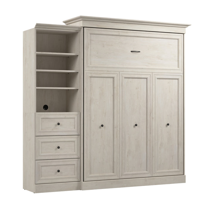Grand lit escamotable Versatile de Bestar de 92 po (L) avec organisateur de garde-robe et tiroirs - blanc